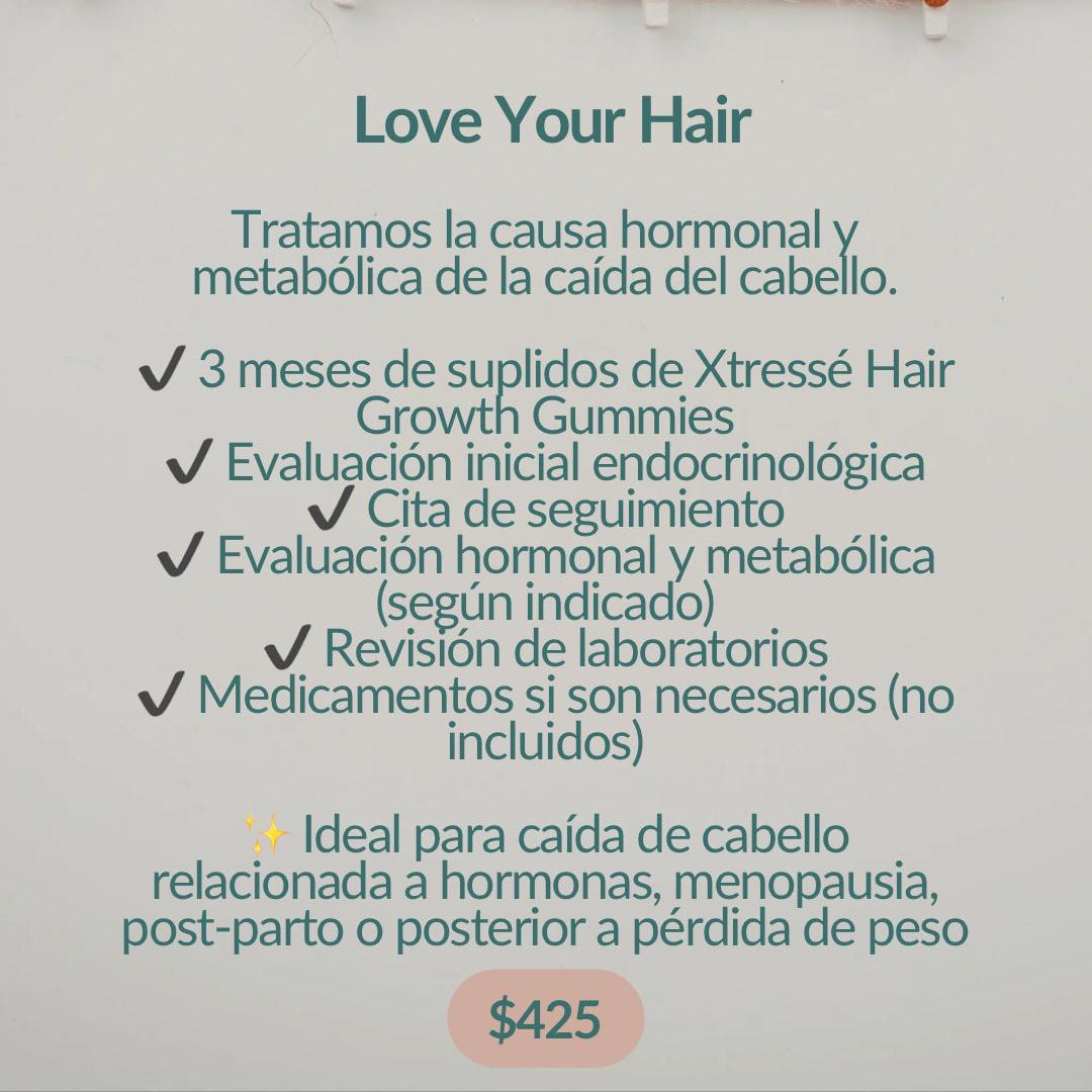 Advertisement for hair care treatment with heart-shaped clips on a string at the top.
