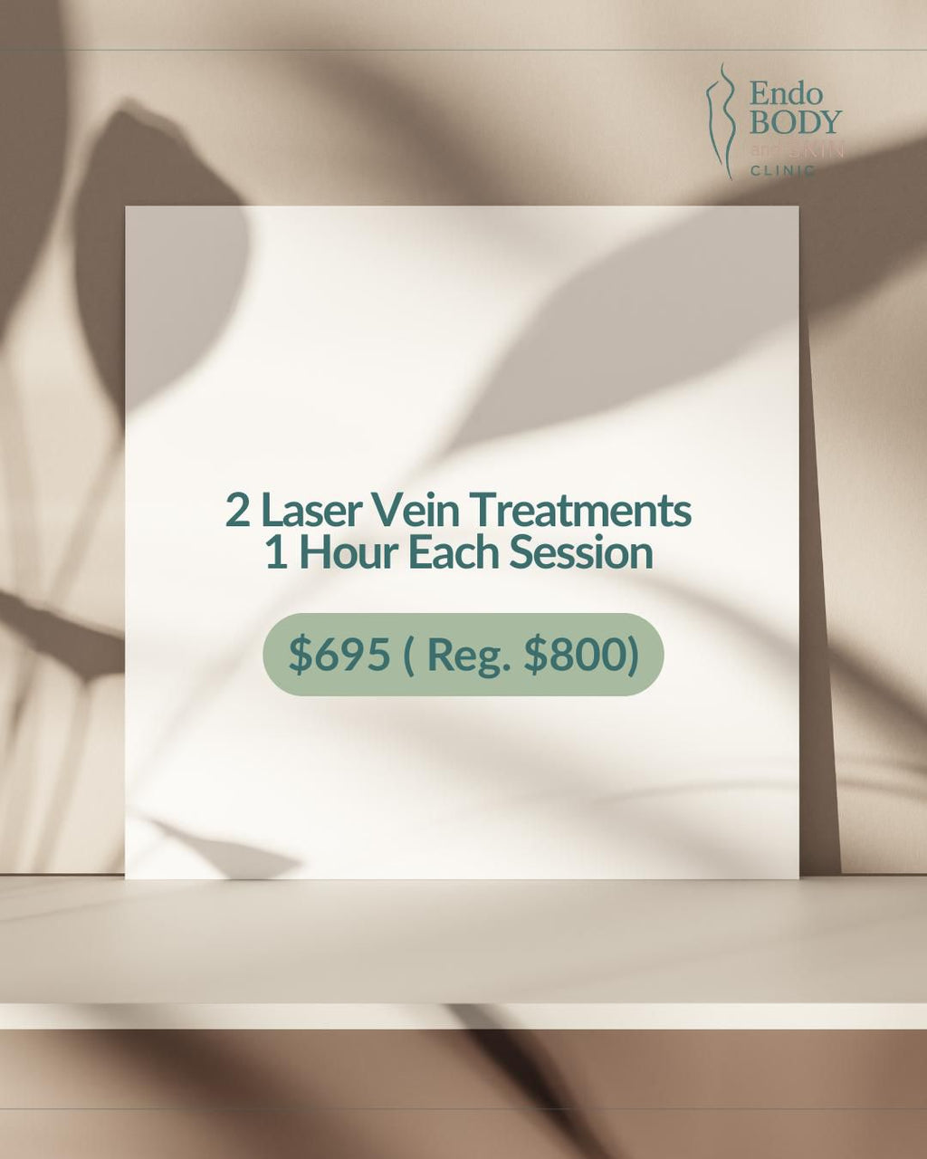 Promotional flyer for laser vein treatments with pricing and branding details.